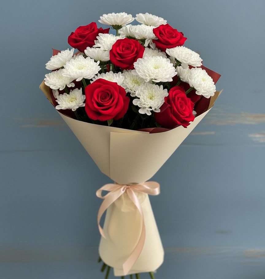 Букет цветов из: Розы и Хризантемы в Верхнеуральске