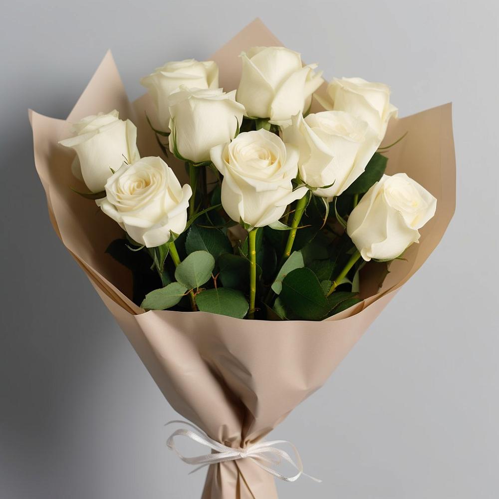 Букет 9 Белых роз Эдлесс Лав в Верхнеуральске