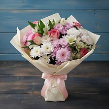 Букет цветов из:  Хризантемы, Альстромерии и Розы в Верхнеуральске