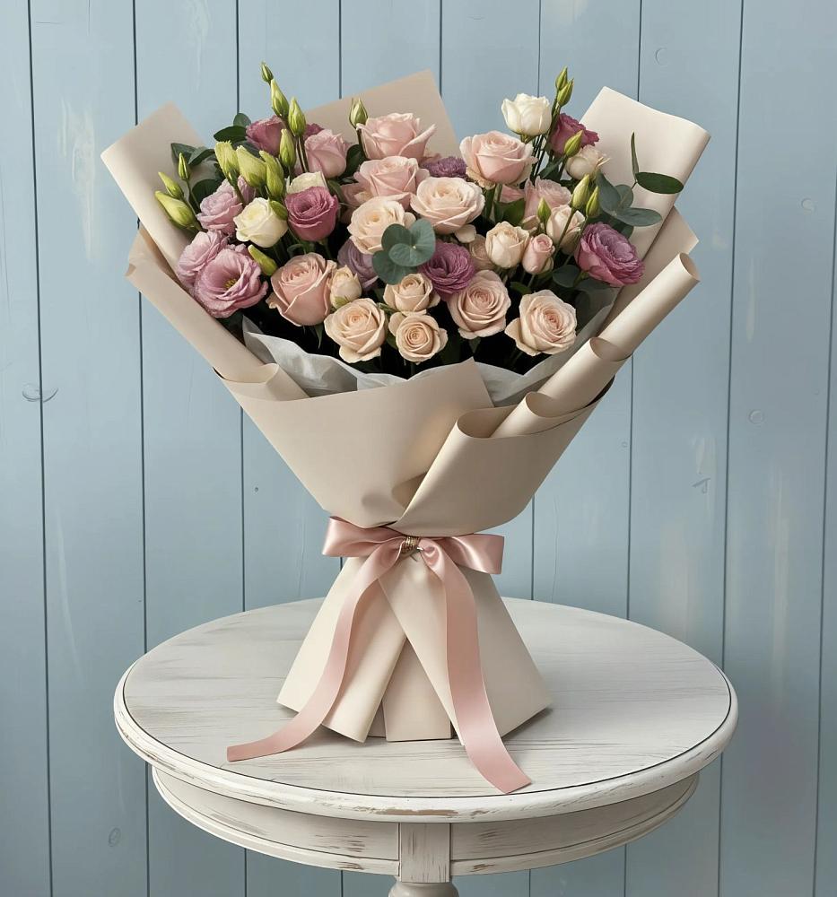 Букет цветов из: Розы и Лизиантусы в Верхнеуральске