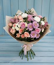 Букет цветов из:  Хризантемы, Розы и Альстромерии в Верхнеуральске