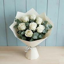 Букет Белые розы в Эвкалипте #REPLACE_PRED# Верхнеуральске